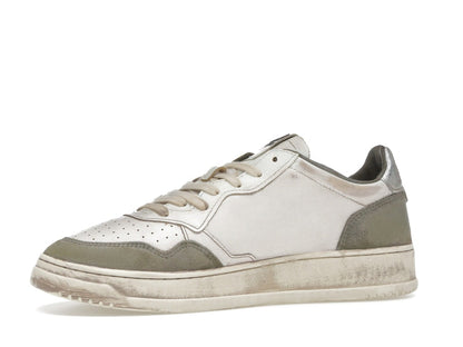 Autry Medalist Low Super Vintage White Silver Lizard
