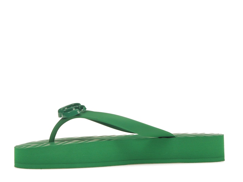 Gucci Chevron Thong Sandal Green Rubber