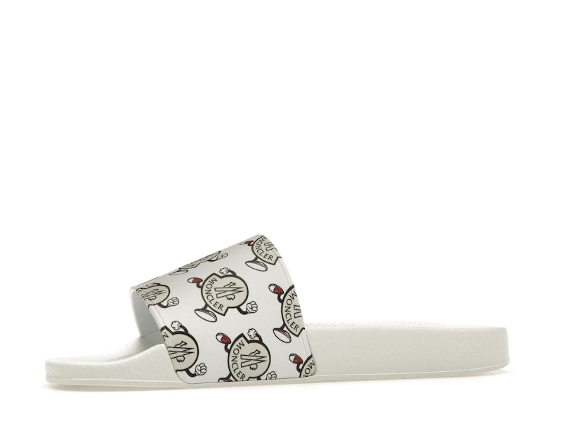 Moncler Basile Slide Logo Print White