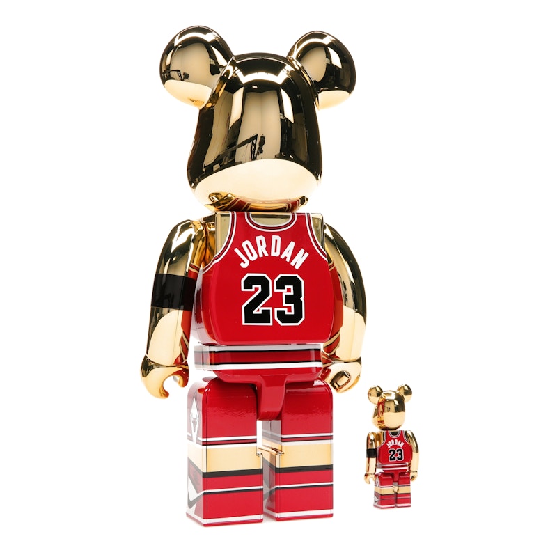 Bearbrick Michael Jordan 1985 Rookie Jersey 100% & 400% Set Gold Chrome