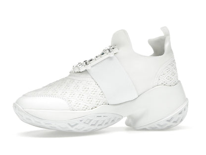 Roger Vivier Viv' Run Fabric White Crystal Buckle (Women's)