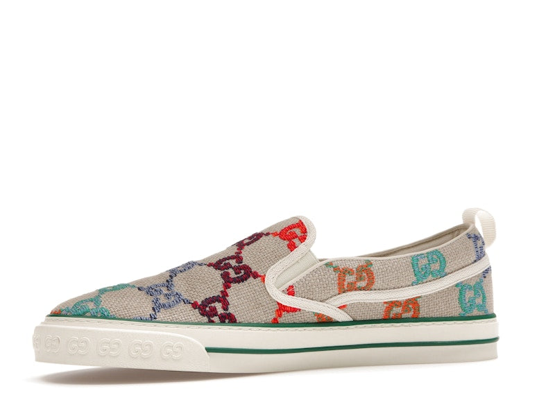 Gucci Tennis 1977 Slip On GG Logo White Multi