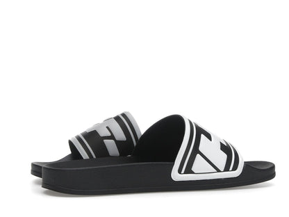 OFF-WHITE Embossed Logo Pool Slides Black White (Women's)