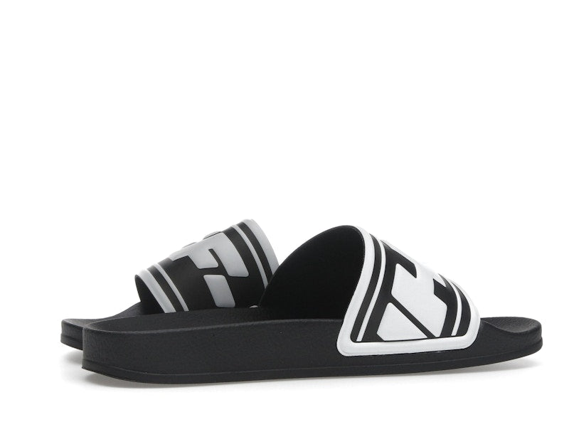 OFF-WHITE Embossed Logo Pool Slides Black White (Women's)