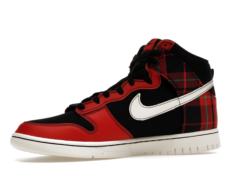 Nike Dunk High SE Tartan Plaid Black University Red