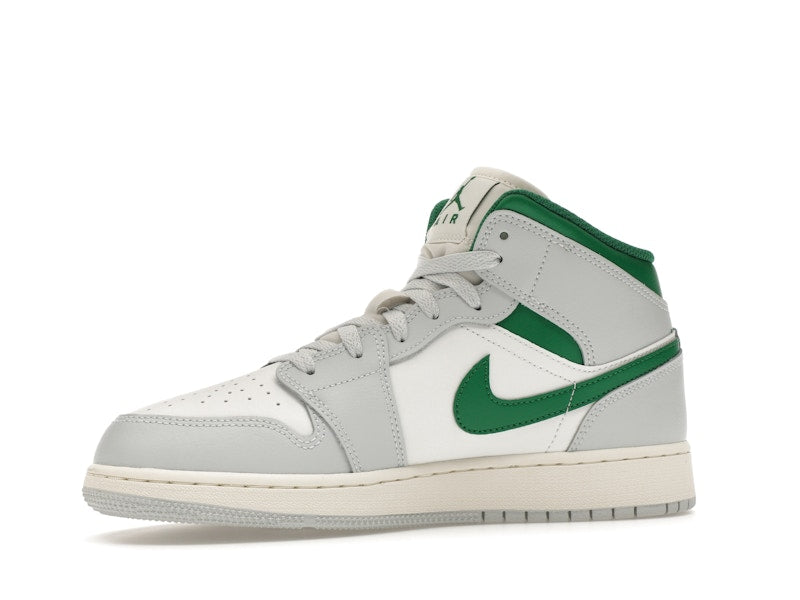 Jordan 1 Mid White Pure Platinum Pine Green (GS)