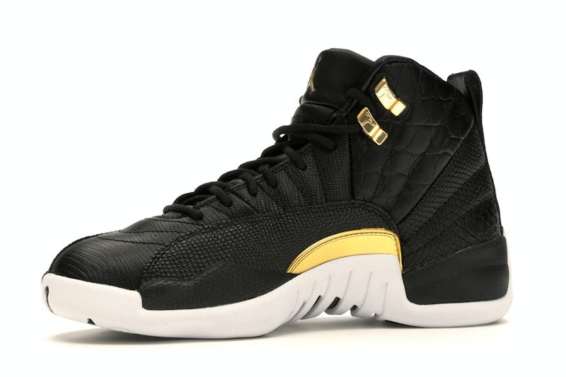 Jordan 12 Retro Black Metallic Gold White (Women's)