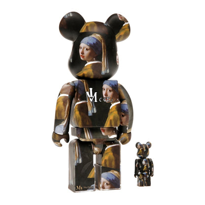 Bearbrick Johannes Vermeer (Girl with a Pearl Earring) 100% & 400% Set