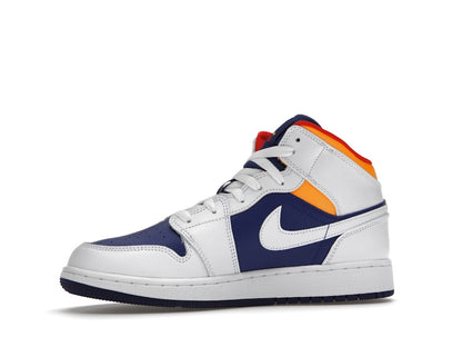 Jordan 1 Mid White Laser Orange Deep Royal Blue (GS)