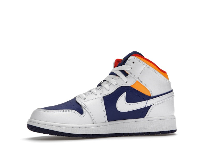 Jordan 1 Mid White Laser Orange Deep Royal Blue (GS)