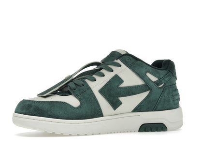 OFF-WHITE Out Of Office "OOO" Low Tops Jet Green Ecru Suede