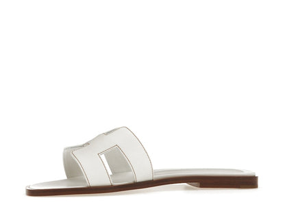 Hermes Oran Sandal Blanc Box Calfskin Leather
