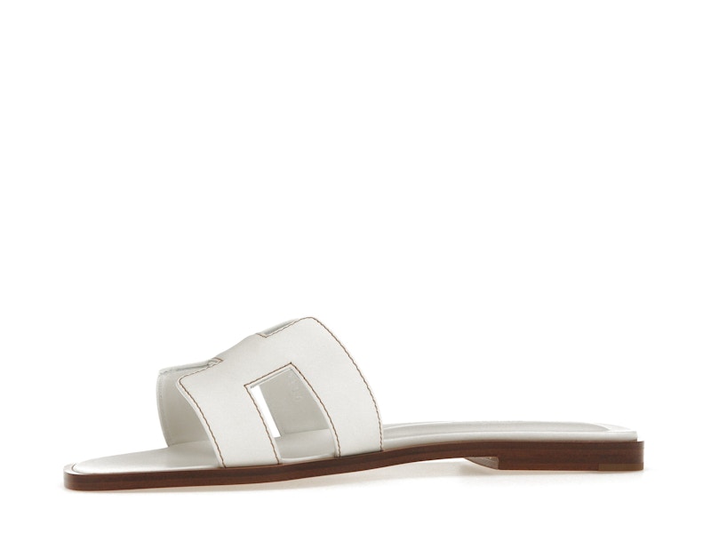 Hermes Oran Sandal Blanc Box Calfskin Leather