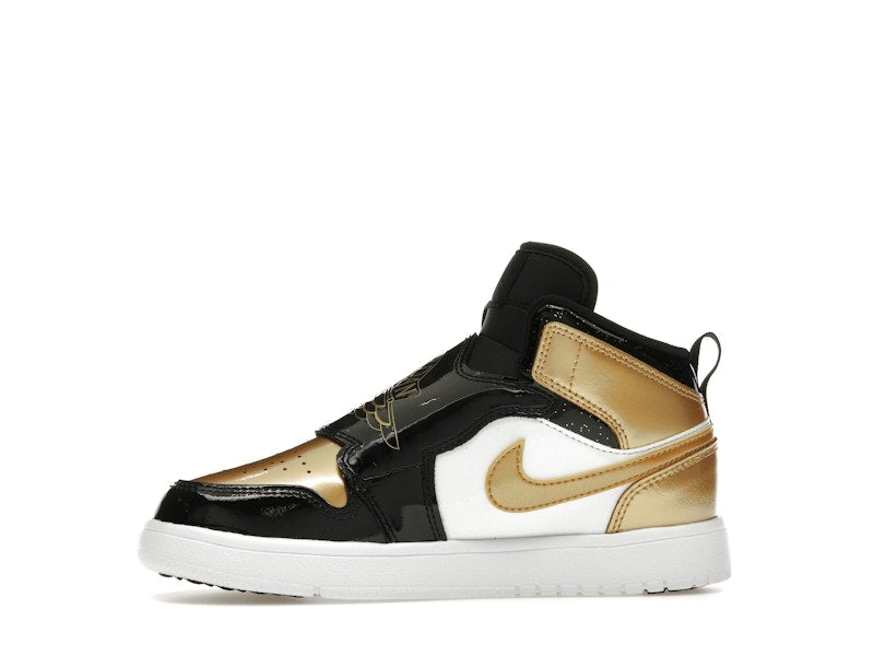 Sky Jordan 1 Mid Black Metallic Gold White (PS)