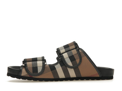 Burberry Check Sandals Birch Brown Black