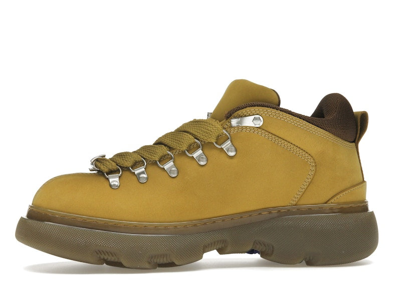Burberry Lace Up Leather Ankle Boot Mustard Yellow