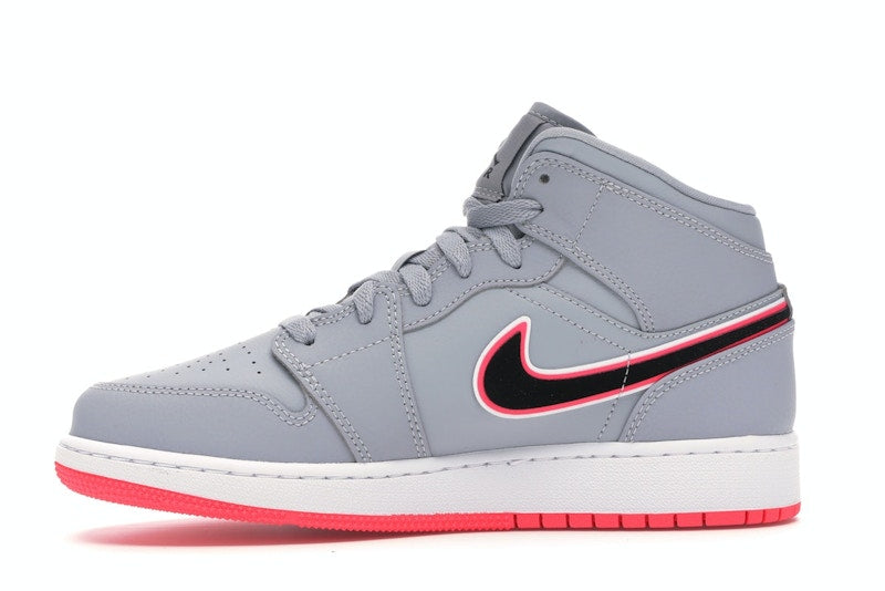 Jordan 1 Mid Wolf Grey Racer Pink Black (GS)