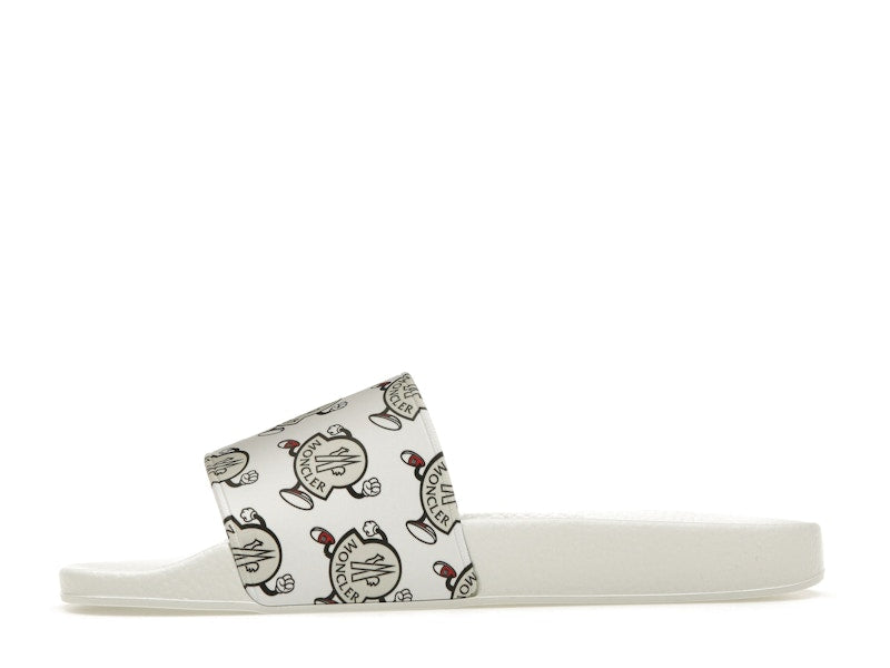 Moncler Basile Slide Logo Print White