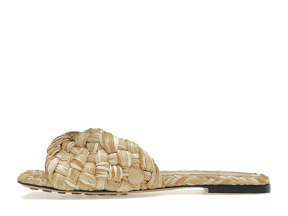 Bottega Veneta Raffia Stretch Flat Sandals Macadamia (Women's)