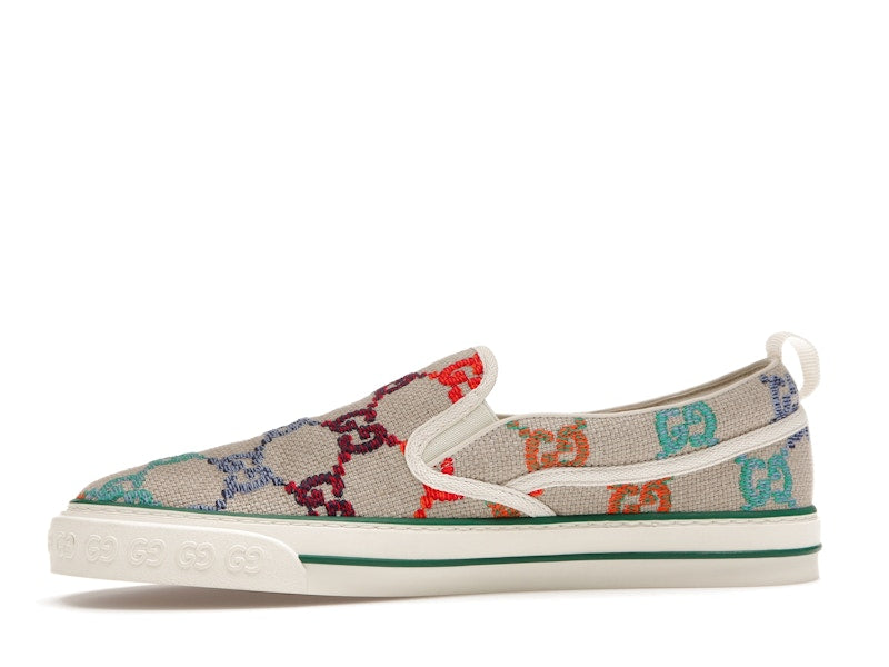 Gucci Tennis 1977 Slip On GG Logo White Multi