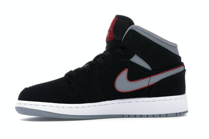 Jordan 1 Mid Black Particle Grey Gym Red (GS)