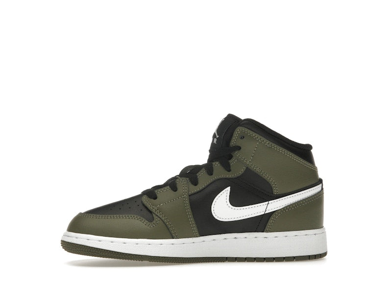 Jordan 1 Mid Black White Olive (GS)