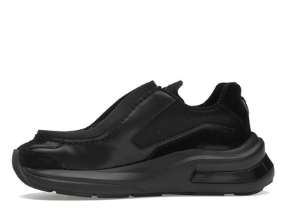 Prada Brushed Leather Sneakers Bike Fabric Suede Black