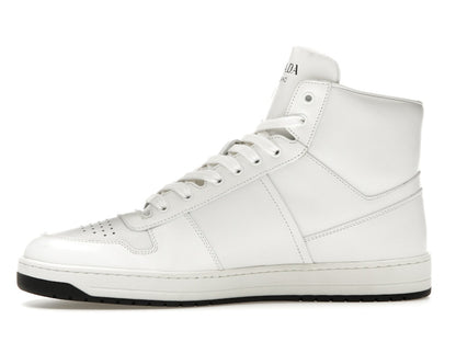 Prada Downtown High Top Sneakers Leather White White Black