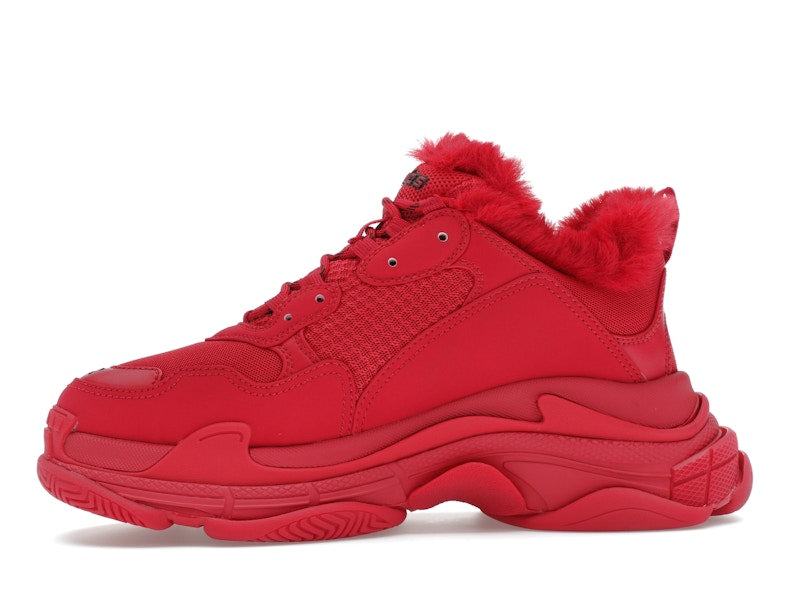Balenciaga Triple S Faux Fur Burgundy