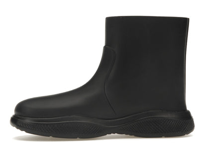 Prada Pull-On Rain Booties Black Rubber