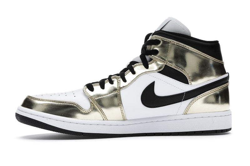 Jordan 1 Mid Metallic Gold Black White