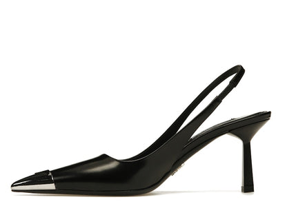 Prada 75mm Slingback Pump Black Leather