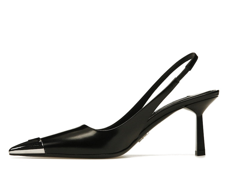 Prada 75mm Slingback Pump Black Leather