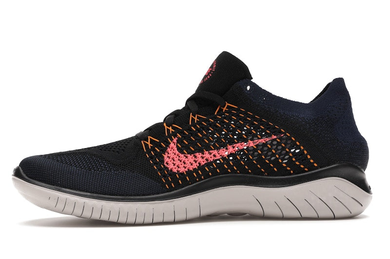 Nike Free RN Flyknit 2018 Black Flash Crimson Orange Peel