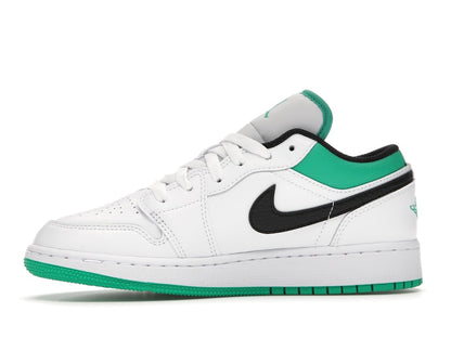 Jordan 1 Low White Lucky Green Tumbled Leather (GS)