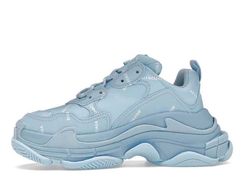 Balenciaga All Over Logo Triple S Blue Grey (Women's)
