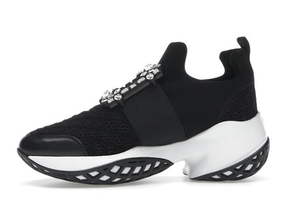 Roger Vivier Viv' Run Fabric Black White Crystal Buckle (Women's)