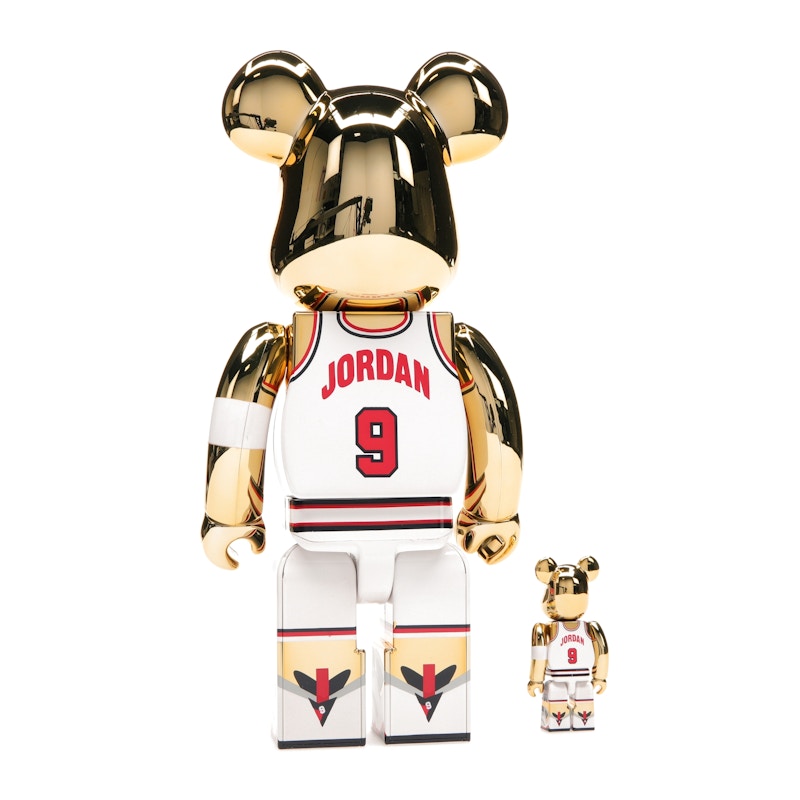 Bearbrick Michael Jordan 1992 Team USA (Dream Team) 100% & 400% Set Gold Chrome