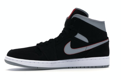 Jordan 1 Mid Black Particle Grey Gym Red