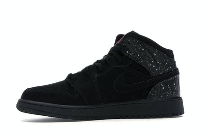 Jordan 1 Mid Black Rush Pink White Splatter (GS)