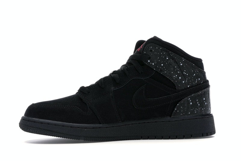 Jordan 1 Mid Black Rush Pink White Splatter (GS)