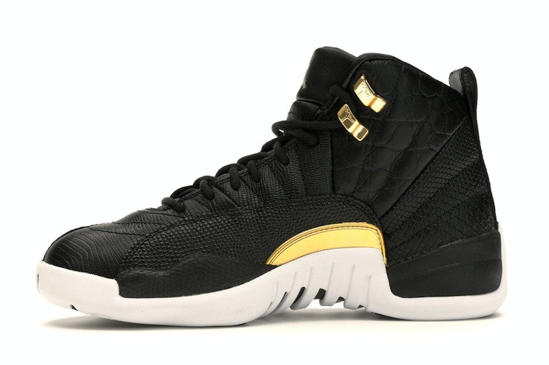 Jordan 12 Retro Black Metallic Gold White (Women's)