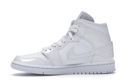 Jordan 1 Mid Triple White Patent Swoosh (Women's)