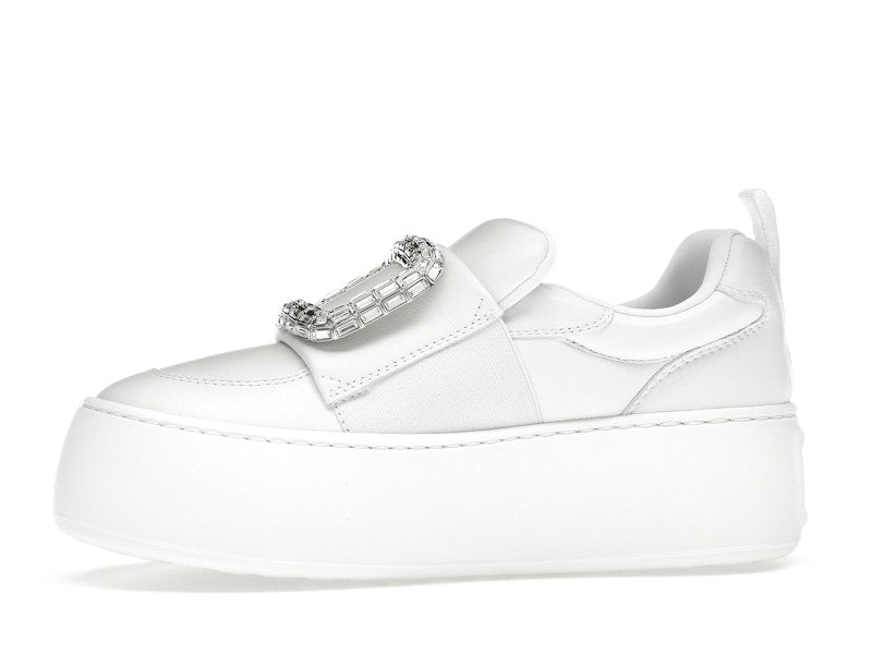 Roger Vivier Viv' Up White Crystal Buckle (Women's)