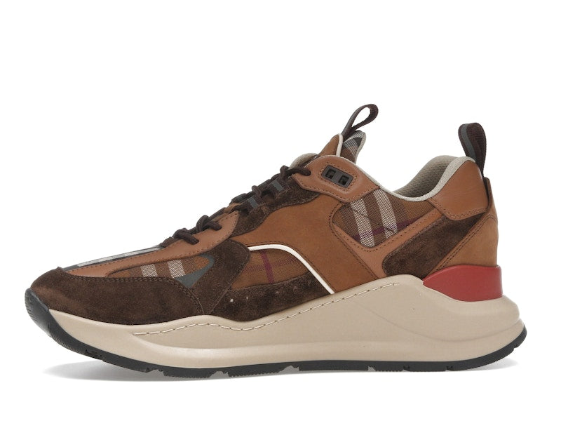 Burberry Check and Suede Sneakers Dark Birch Brown