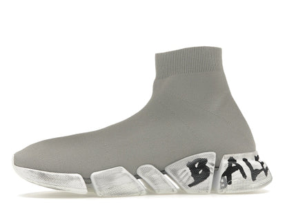 Balenciaga Speed 2.0 Graffiti Recycled Knit Grey White