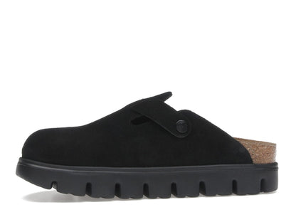 Birkenstock Boston Chunky Suede Black Black Sole (Narrow) (Women's)