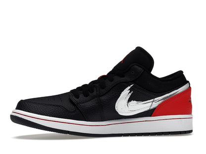 Jordan 1 Low Brushstroke Swoosh Black