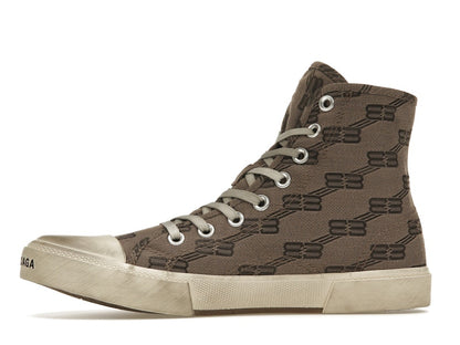 Balenciaga Paris High Top BB Monogram Dark Beige Brown
