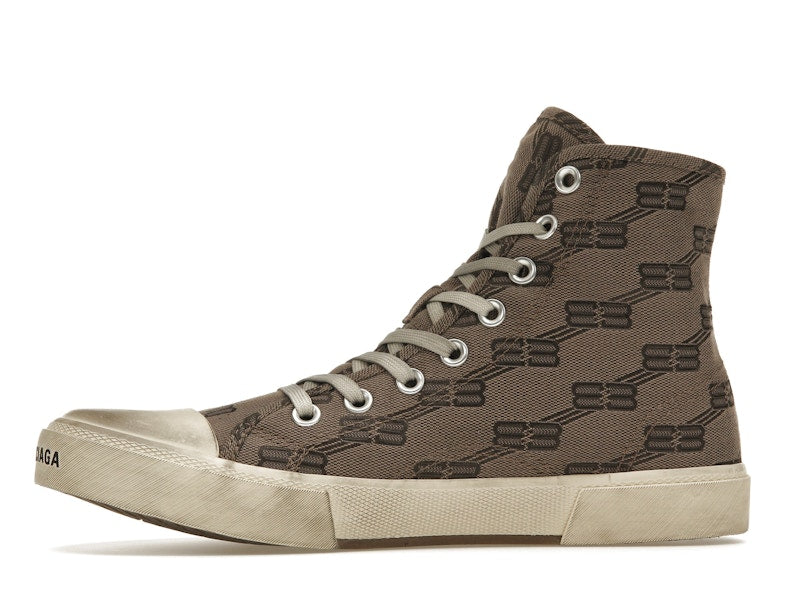 Balenciaga Paris High Top BB Monogram Dark Beige Brown
